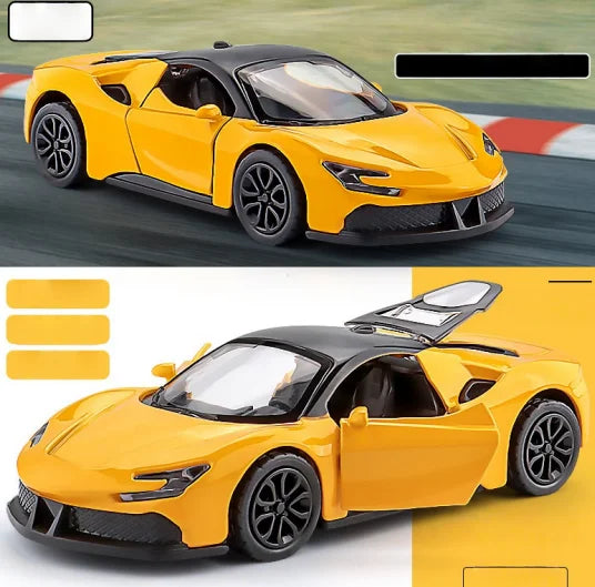 Three-Door Alloy Miniature Car Model Toy for Boys Children's Racing Car Sports Car Pullback Feature Collectible Vehicle Model