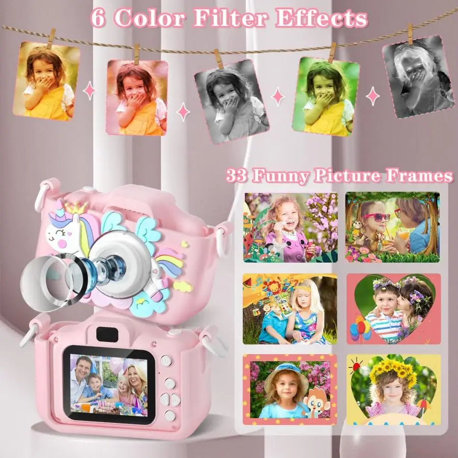 Kids Digital Camera - 1080P HD, 32GB Memory Card, Selfie Function, Shockproof Design, Best Gift for Children,