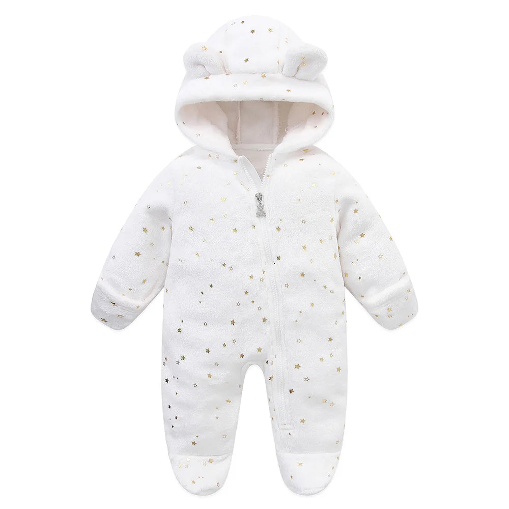 Newborn Baby Flannel Rompers Soft Warm Autumn Winter Bodysuit for Boys & Girls Cartoon Print Jumpsuit 0-19M Newborn Baby Clothes