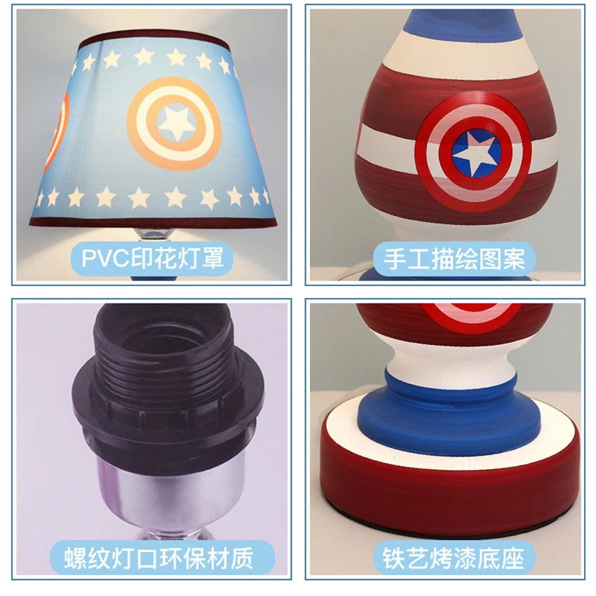 Kids room blue cartoon desk lamps boys' room bedside lamp bedroom decoration LED button switch study table lights fixtures