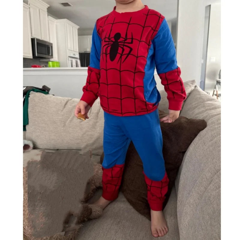 Halloween Superhero Spiderman Kids Pyjamas Set Cartoon Long Sleeve Sleepwear Boys Girls Christmas Hero Cosplay Pajamas Homewear