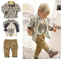 Kids BoysClothes  Children Plaid Coat+T-Shirt+Pants 3pcs Baby Suits Toddler Boy Clothing Spring Autumn Outerwear Costume BC1034