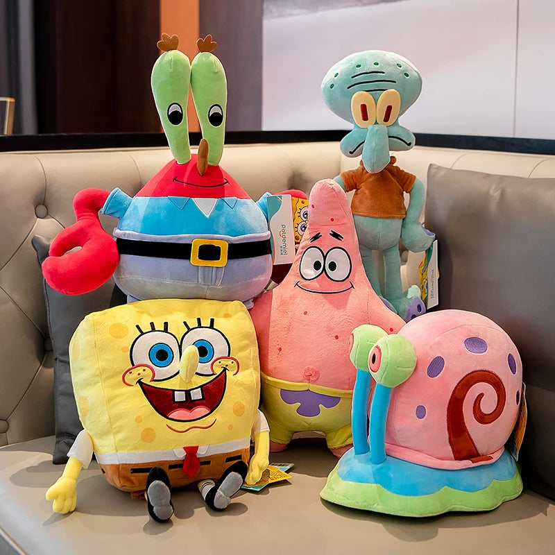 Anime Plushie Doll Spongebob Peluches Doll Squarepants Patrick Star Squidward Eugene Krabs Gary Kawaii Cartoon Stuffed Plush Toy