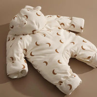 Newborn Winter Suit One-Piece Cotton Padded Jumpsuit with Foot Cover Thick Warm Outfit for Baby 0-12M Layered Clothing Set