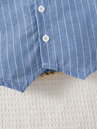 Baby Boy Little Gentleman Set Lapel Stripe Fake Two piece Top and Shorts Set Suitable for 0-3 Year Toddlers Birthday Party Set