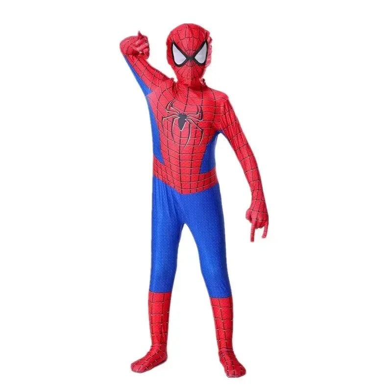 3-12Y Child Spider-Man Role-Play Costume Movie Superhero Mask Jumpsuit School Festival Performance Outfit Halloween Party