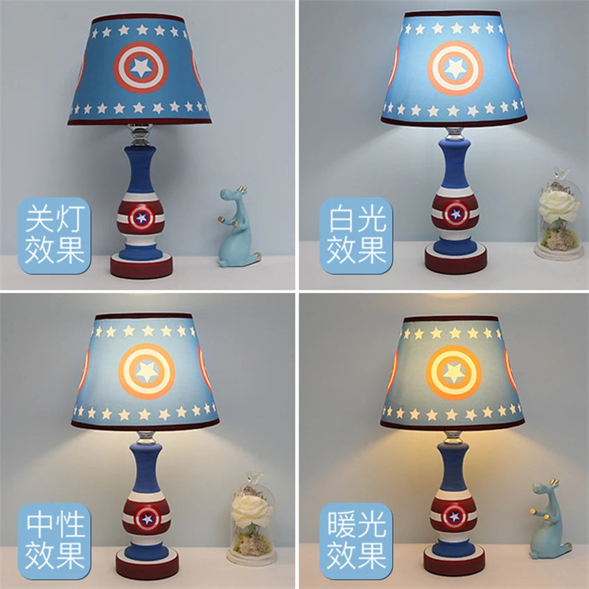 Kids room blue cartoon desk lamps boys' room bedside lamp bedroom decoration LED button switch study table lights fixtures