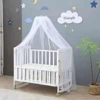 New 3 in 1 White Solid Wood Kids Cribs Adjisuable Wooden Baby Cot Bed With Net for New Born