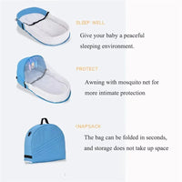 Baby Bed Convenient Folding Anti Pressure Baby Crib with Net and Awning Newborn Isolation Biomimetic Outdoor Travel Baby Crib
