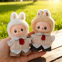 Fashion Two Fake Vests For Labubu4.0 Pin For Love Series Mini Doll Clothes Striped Shirt Set Trendy Outfit For 10cm Ropa Labubu