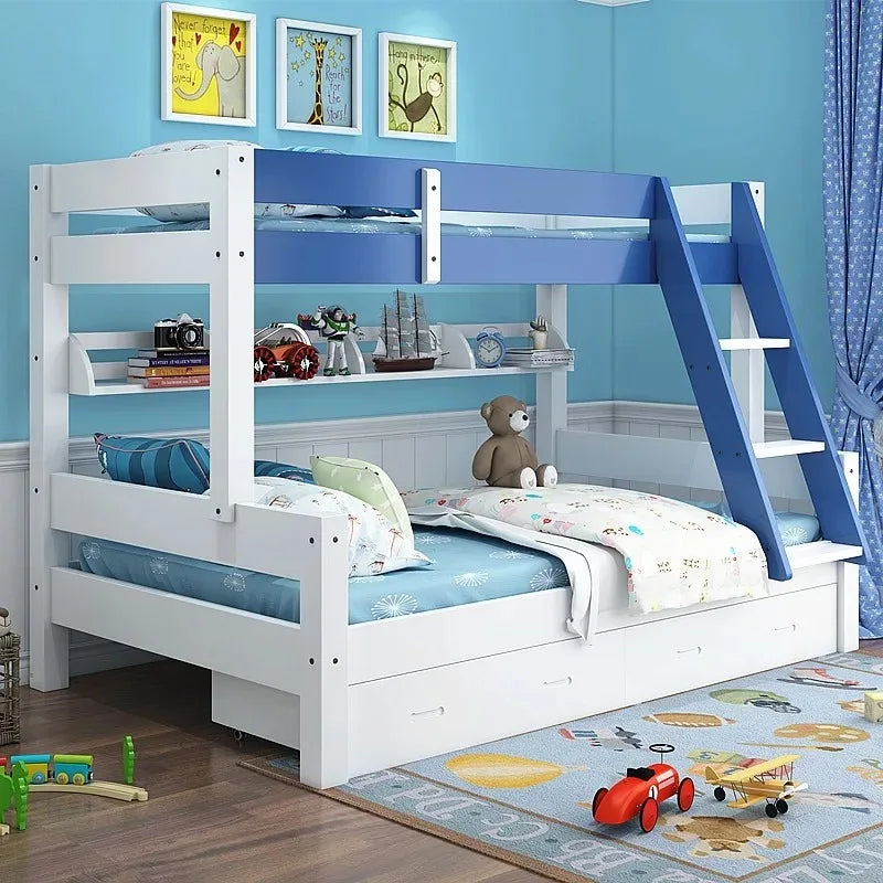 Bunk Beds for Children - Modern Simple Design - Solid Wood Construction with Storage Function - Ideal for Kids Bunk Bed Kid Bed