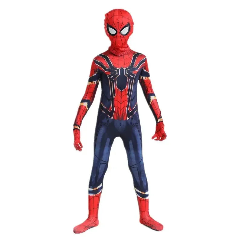 3-12Y Child Spider-Man Role-Play Costume Movie Superhero Mask Jumpsuit School Festival Performance Outfit Halloween Party