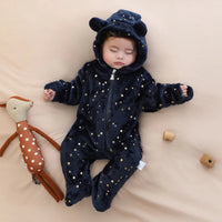 Newborn Baby Flannel Rompers Soft Warm Autumn Winter Bodysuit for Boys & Girls Cartoon Print Jumpsuit 0-19M Newborn Baby Clothes