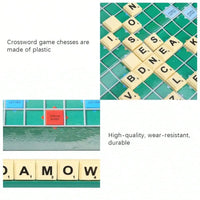 1PCS, English Scrabble Solitaire, Alphabet Chess, Alphabet Scrabble, Jigsaw Board Game for 2-4 players, board game。