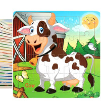 20Piece 3D Wooden Puzzle Cartoon Animal Vehicle Cognitive Jigsaw Puzzle Early Learning Educational Puzzle Toys for Children