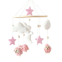 Wooden Crib Mobile Baby Bed Bell Rattle Toy Soft Felt Cartoon Bear Mobile bracket Newborn Music Box Bed Bell Hanging Bracket Toy