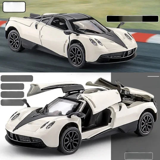 Three-Door Alloy Miniature Car Model Toy for Boys Children's Racing Car Sports Car Pullback Feature Collectible Vehicle Model