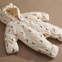Newborn Winter Suit One-Piece Cotton Padded Jumpsuit with Foot Cover Thick Warm Outfit for Baby 0-12M Layered Clothing Set