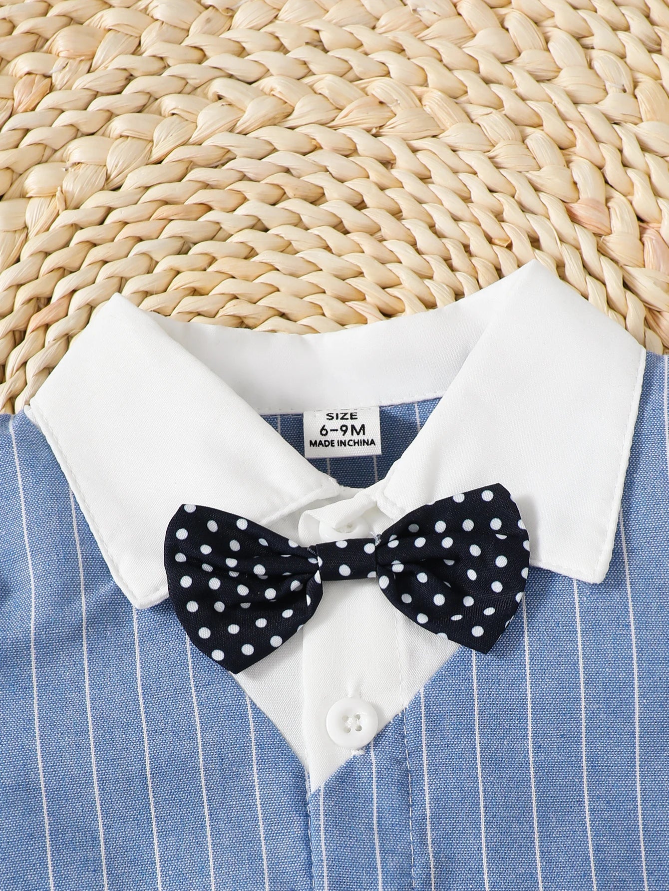 Baby Boy Little Gentleman Set Lapel Stripe Fake Two piece Top and Shorts Set Suitable for 0-3 Year Toddlers Birthday Party Set