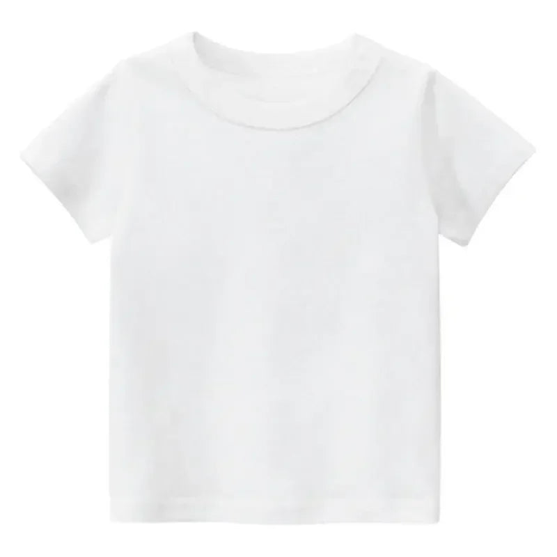 Kids Plain T Shirt Tops for Child Boys Girls Baby Toddler Solid Blank Cotton Clothes White Black Children Summer Tees 1-8 Years