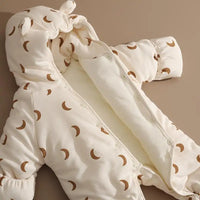 Newborn Winter Suit One-Piece Cotton Padded Jumpsuit with Foot Cover Thick Warm Outfit for Baby 0-12M Layered Clothing Set
