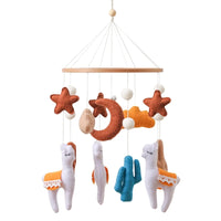 Wooden Crib Mobile Baby Bed Bell Rattle Toy Soft Felt Cartoon Bear Mobile bracket Newborn Music Box Bed Bell Hanging Bracket Toy