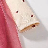 Kids Clothes Children's Clothing 2025 Autumn Cotton Baby Girls Cartoon Long Sleeves Flowers Mesh Dresses 2-7 year