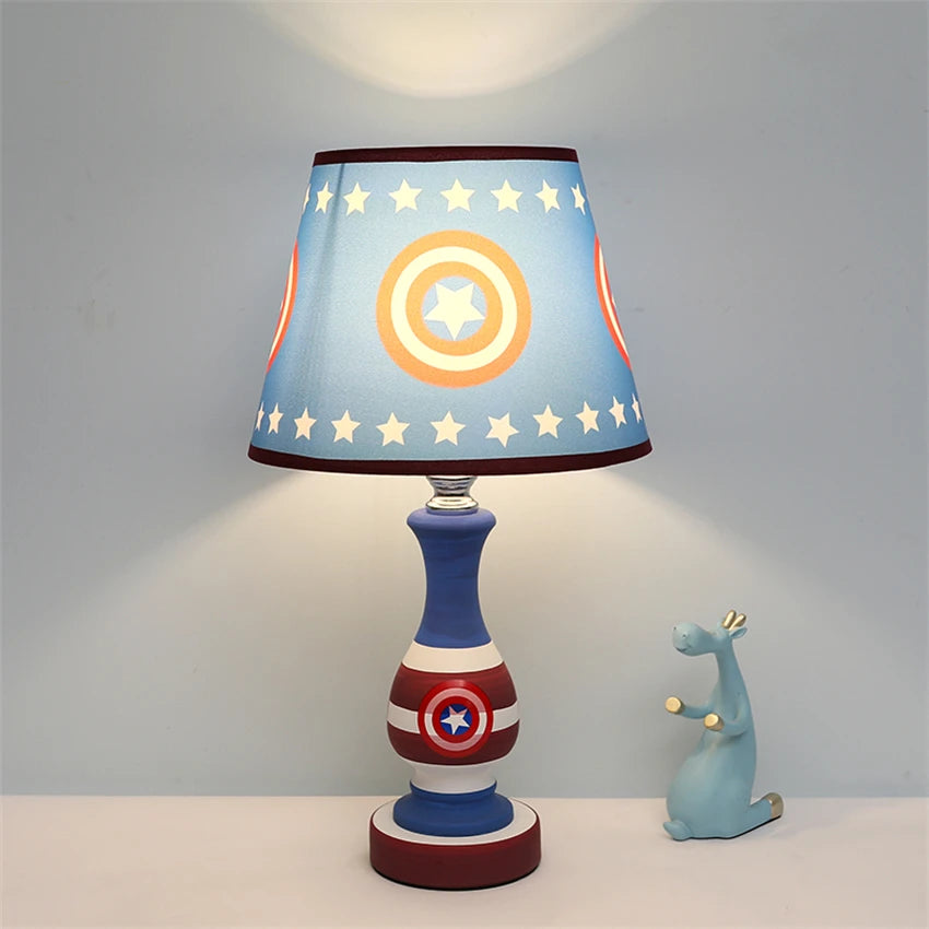 Kids room blue cartoon desk lamps boys' room bedside lamp bedroom decoration LED button switch study table lights fixtures