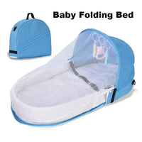 Baby Bed Convenient Folding Anti Pressure Baby Crib with Net and Awning Newborn Isolation Biomimetic Outdoor Travel Baby Crib