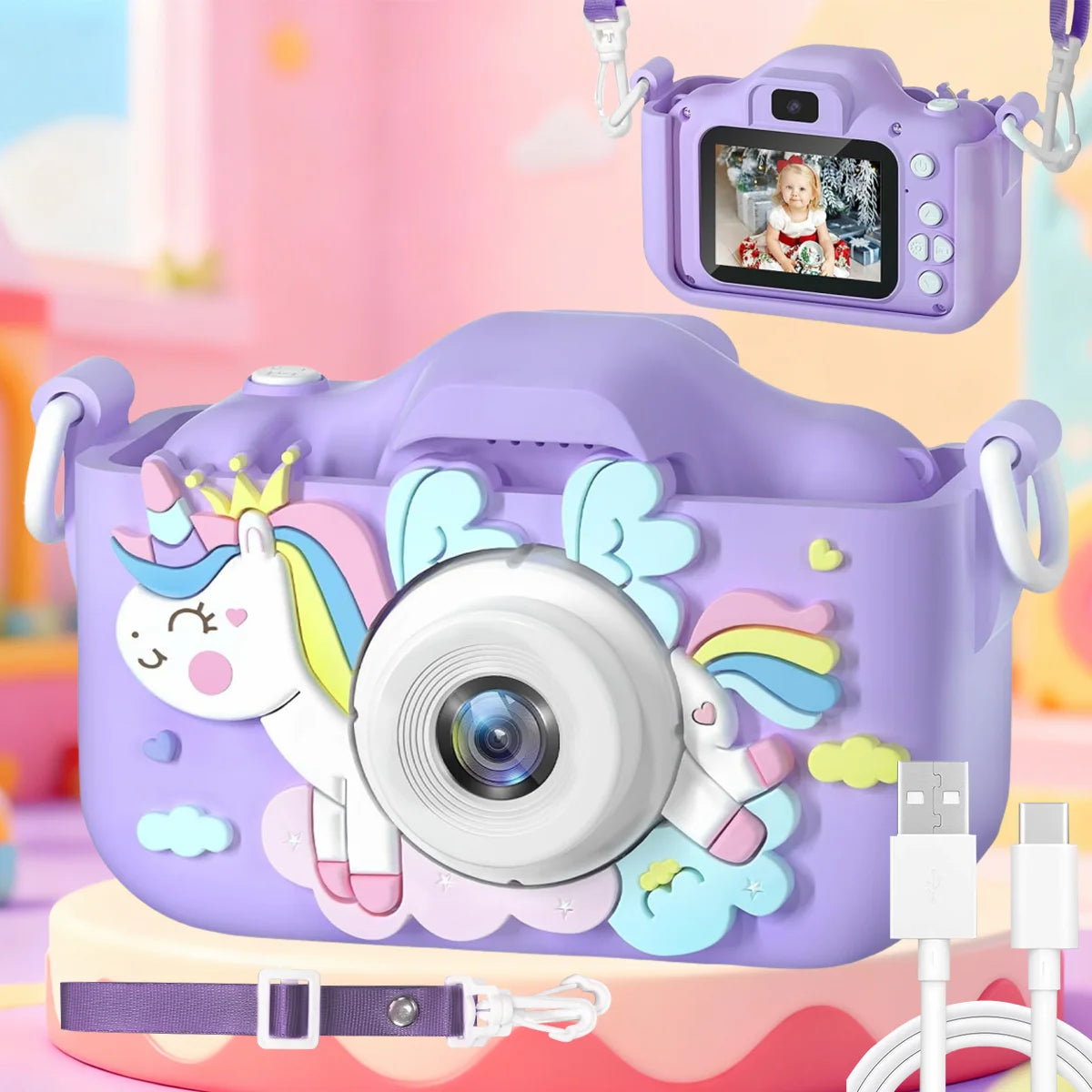 Kids Digital Camera - 1080P HD, 32GB Memory Card, Selfie Function, Shockproof Design, Best Gift for Children,