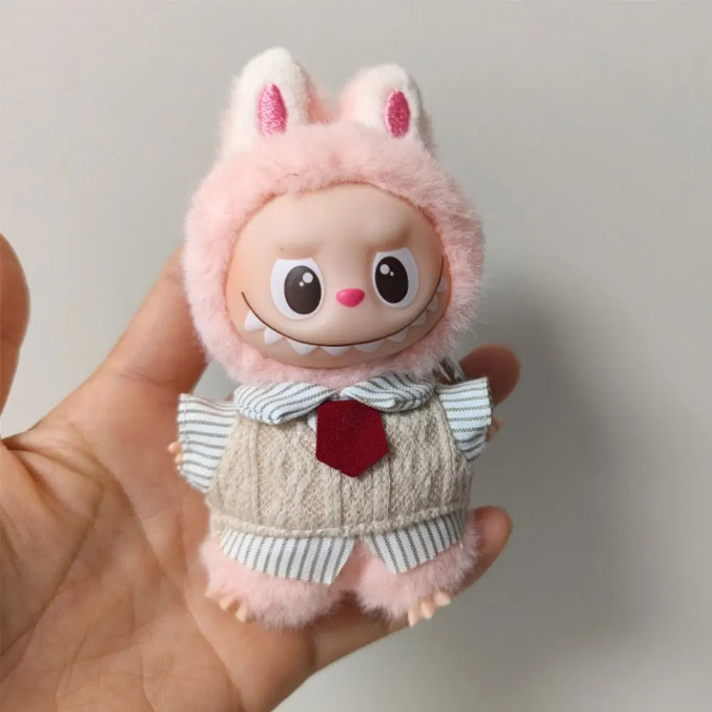 Fashion Two Fake Vests For Labubu4.0 Pin For Love Series Mini Doll Clothes Striped Shirt Set Trendy Outfit For 10cm Ropa Labubu