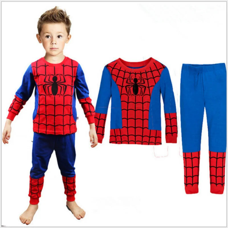 Halloween Superhero Spiderman Kids Pyjamas Set Cartoon Long Sleeve Sleepwear Boys Girls Christmas Hero Cosplay Pajamas Homewear