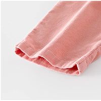 Korean Children's Clothes 2025 Autumn Girl Corduroy Straight-Leg Pants with Flower Embroidery 0-5Y Kids Casual Trousers