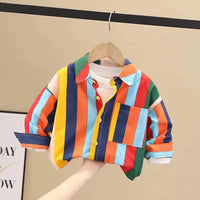 Kids Shirt Clothes Spring Thin Blouses Clothing Infant Boy Striped Cotton Tops 1 2 3 4 Years Kids Long Sleeves Shirt