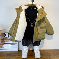 2023 Children Jackets Coat Autumn Winter Boy Clothes Baby Warm Thicken Velvet Outwear Outfits Toddler Kids Clothing 3-10 Years