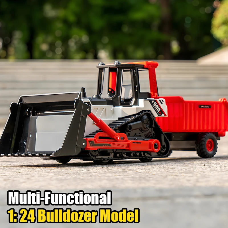 1/24 Multi-Functional Bulldozer Model SimulationTruck Double-Head Car Forklift Inertial Transport Vehicle Toys for Boys Kid Gift