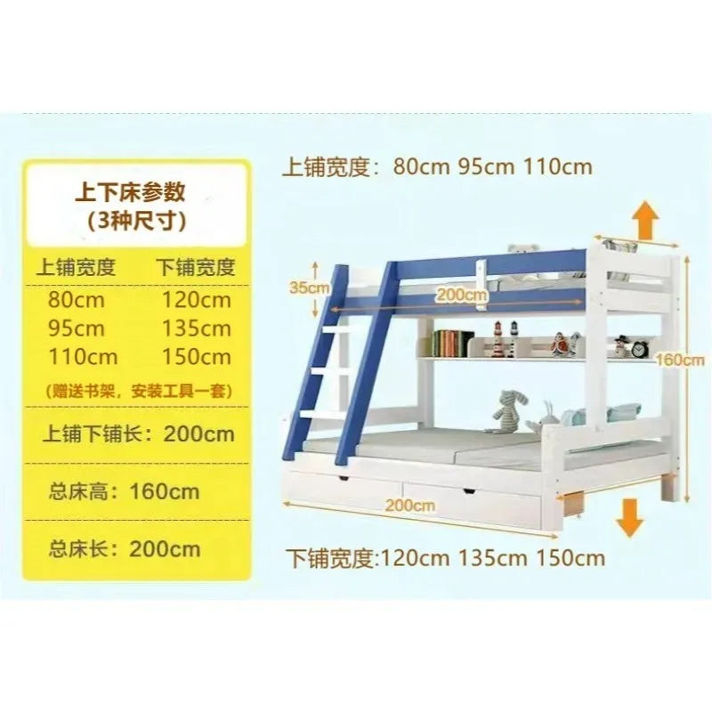 Bunk Beds for Children - Modern Simple Design - Solid Wood Construction with Storage Function - Ideal for Kids Bunk Bed Kid Bed