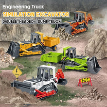 1/24 Multi-Functional Bulldozer Model SimulationTruck Double-Head Car Forklift Inertial Transport Vehicle Toys for Boys Kid Gift