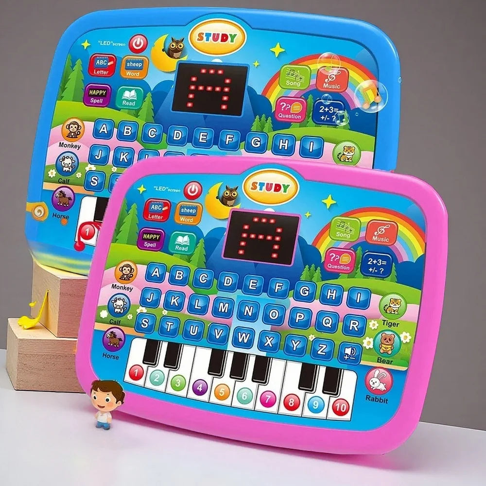 Kids’ Education LED Tablet Toy, Age 3+ Literacy Math Music Learning, Doubles as Electronic Keyboard, Birthday Christmas Gift