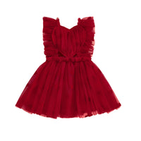 Infant Baby Girl Valentine’s Day Tulle Dress Heart/Bow Print Sleeveless Suspender A-Line Dress for Spring Summer