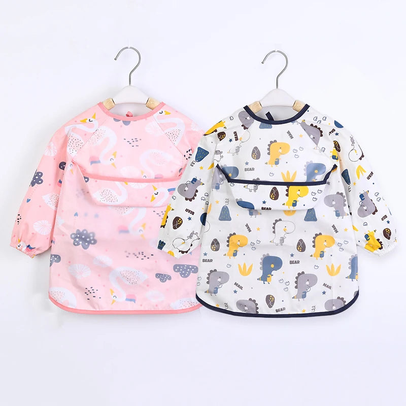 Kids Baby Bibs Toddler Waterproof Scarf Long Sleeve Apron Feeding Bibs for Infant