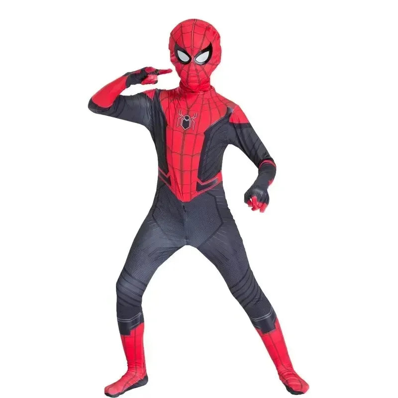 3-12Y Child Spider-Man Role-Play Costume Movie Superhero Mask Jumpsuit School Festival Performance Outfit Halloween Party