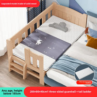 Solid Wood Children's Bed, Boy's Single Bed, with Guardrail, Girl's Princess Bed, Widened and Connected, Customizable