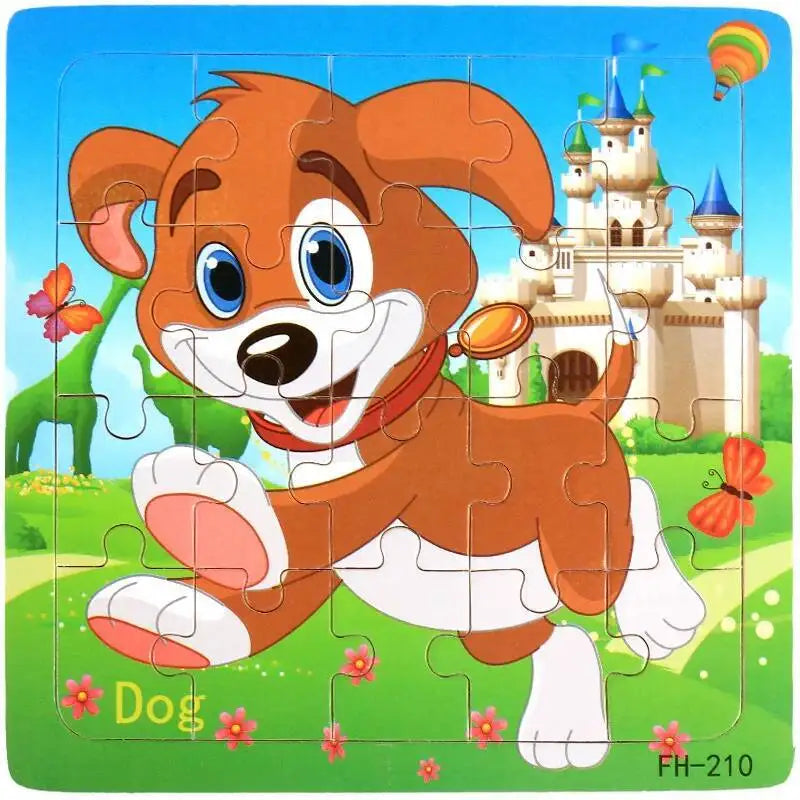 20Piece 3D Wooden Puzzle Cartoon Animal Vehicle Cognitive Jigsaw Puzzle Early Learning Educational Puzzle Toys for Children