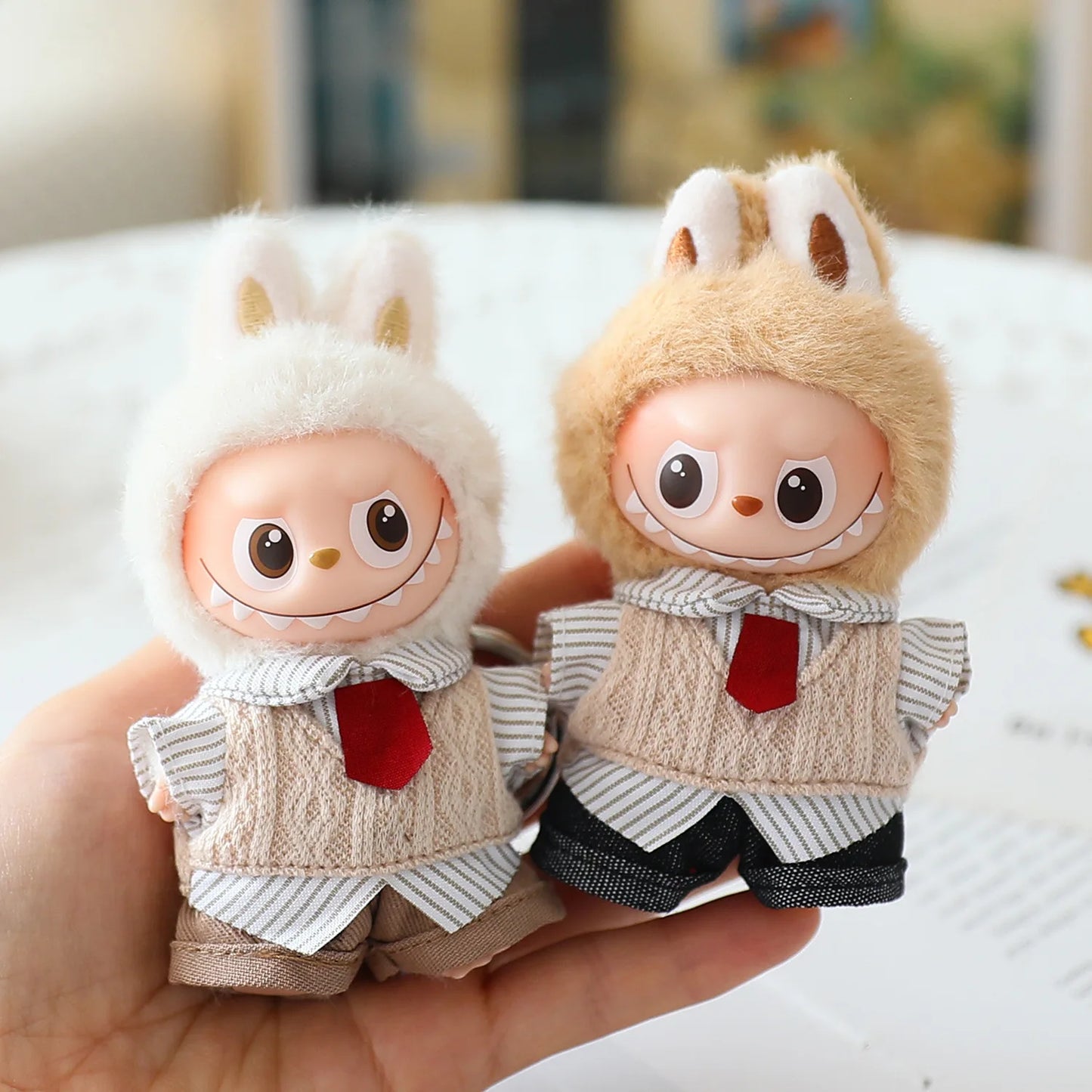 Fashion Two Fake Vests For Labubu4.0 Pin For Love Series Mini Doll Clothes Striped Shirt Set Trendy Outfit For 10cm Ropa Labubu