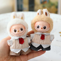 Fashion Two Fake Vests For Labubu4.0 Pin For Love Series Mini Doll Clothes Striped Shirt Set Trendy Outfit For 10cm Ropa Labubu