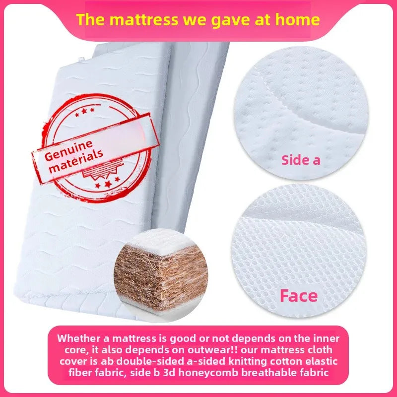 Solid Wood Children's Bed, Boy's Single Bed, with Guardrail, Girl's Princess Bed, Widened and Connected, Customizable