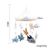 Wooden Crib Mobile Baby Bed Bell Rattle Toy Soft Felt Cartoon Bear Mobile bracket Newborn Music Box Bed Bell Hanging Bracket Toy