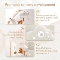 Wooden Crib Mobile Baby Bed Bell Rattle Toy Soft Felt Cartoon Bear Mobile bracket Newborn Music Box Bed Bell Hanging Bracket Toy
