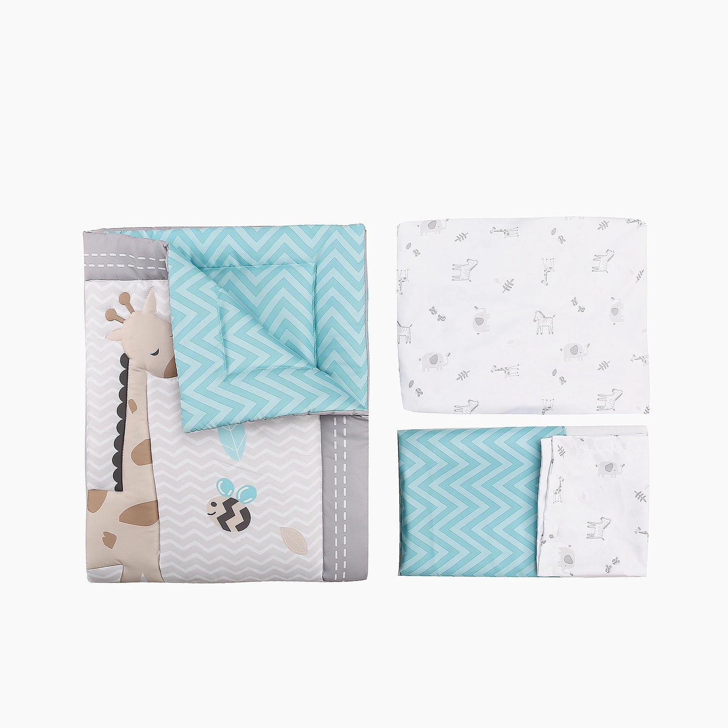 3Pcs Luxury Super Soft Breathable Cot Bedsheets Crib Bedding Set for Kids Baby Boys (Baby Comforter Fitted Sheet Crib Skirt)